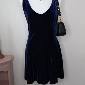 VINTAGE Victorias Secret Blue Velvet Skater Dress Size Medium